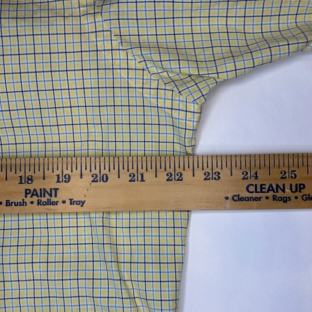 Ralph Lauren Button Down Shirt S Mens Yellow Blue Check Classic Fit Short Sleeve